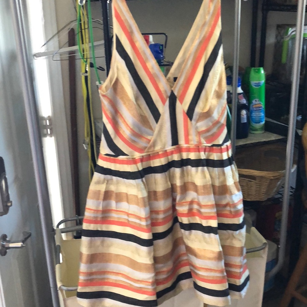 JCrew Collection Sz 14 Metallic Striped Dress